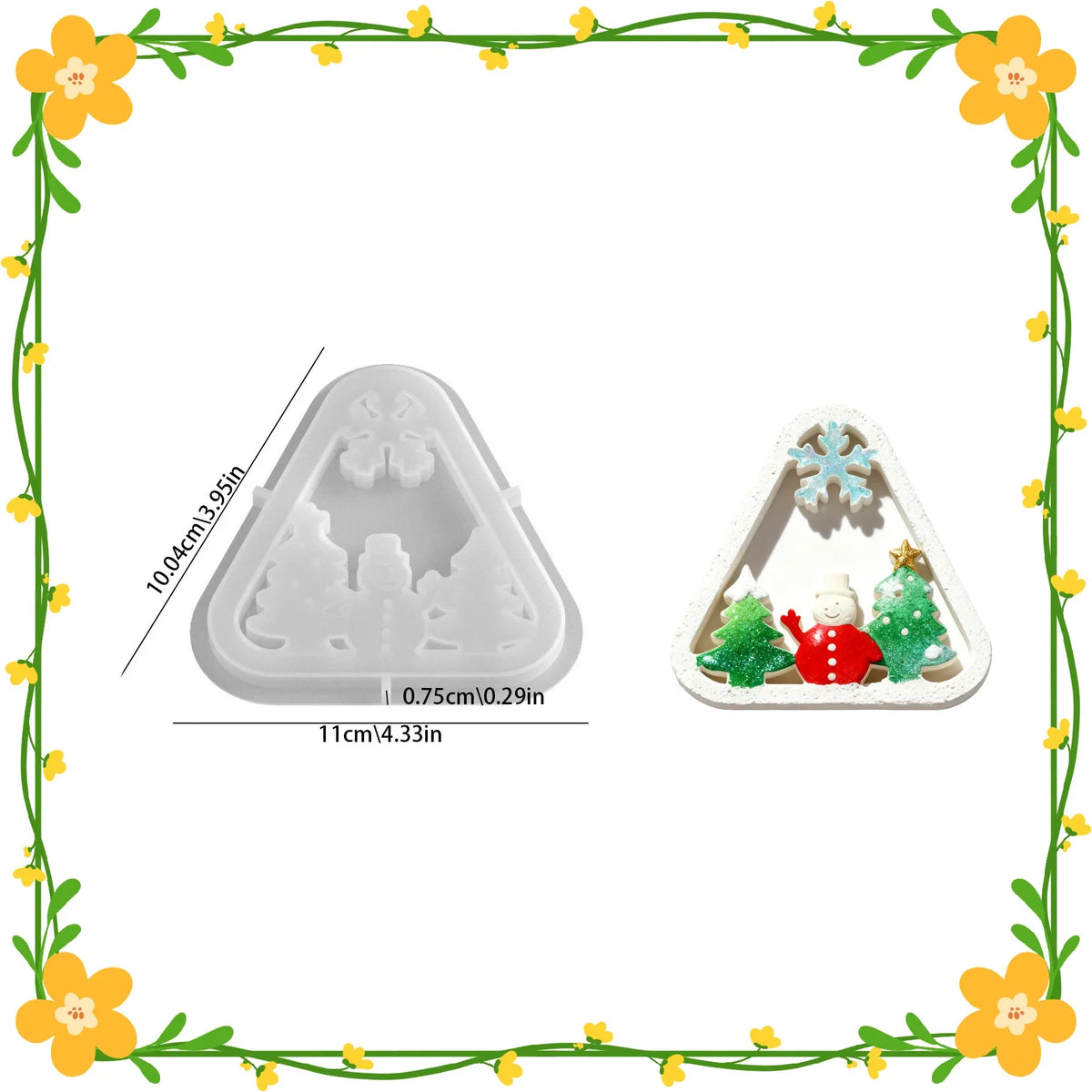 Christmas Triangle Candlestick Silicone Mold Santa Claus Snowman Tree
