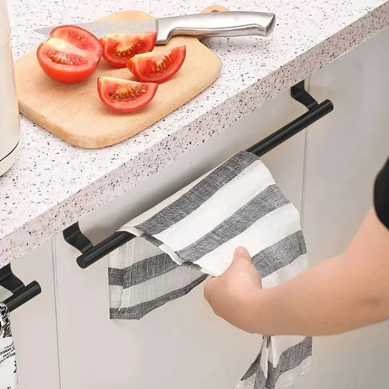 Over Cabinet Door Towel Rack – Punch-Free Stainless Steel Bar