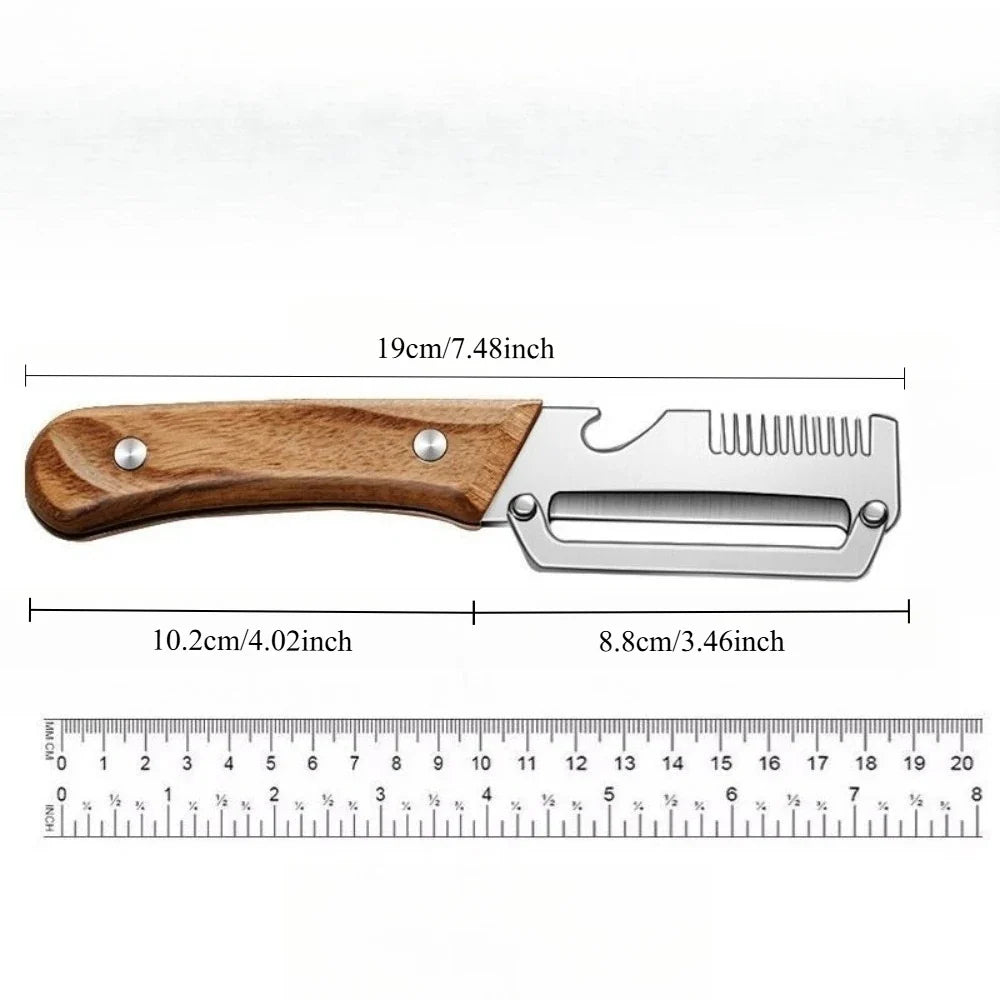 Stainless Steel Vegetable Peeler & Slicer – Wooden Handle