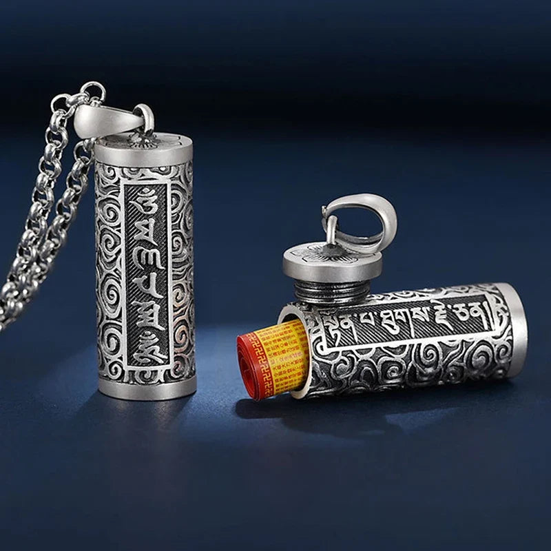 Copper Silver Cylinder Keepsake Pendant Necklace | Pill Box