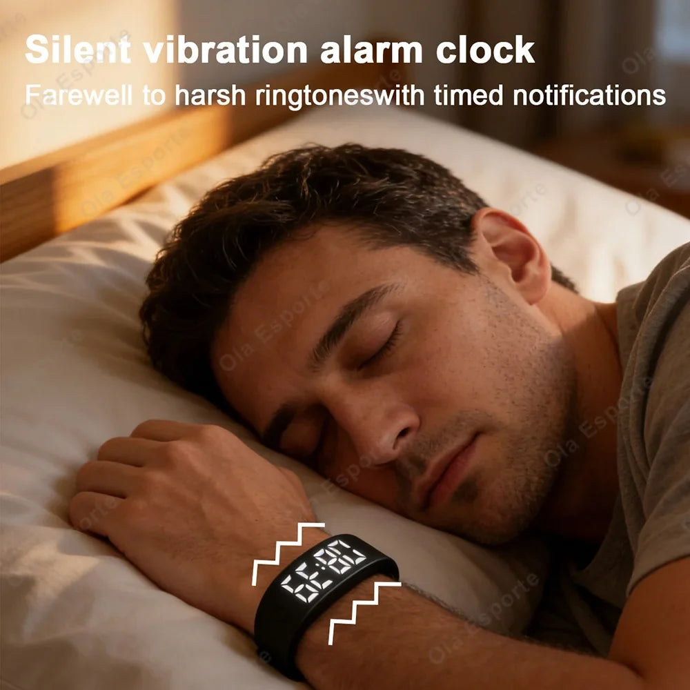 LED Digital Alarm Clock Watch Adjustable Snooze-proof Bracelet