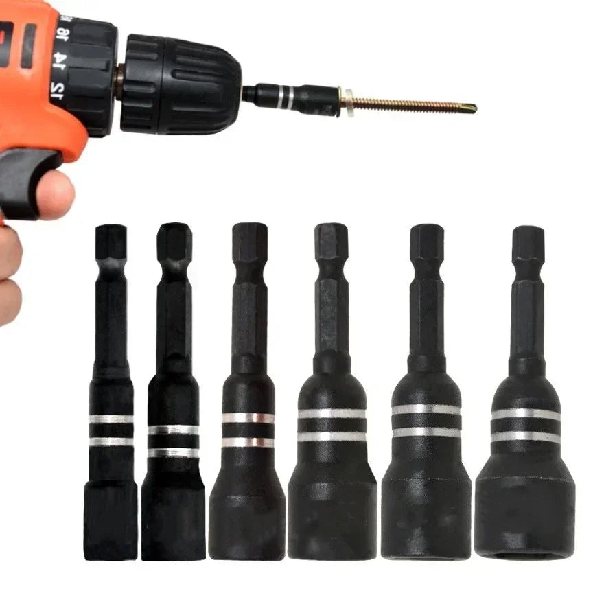 6-Piece Magnetic Socket Nut Driver Set 6–14mm | Hex Drill Bit