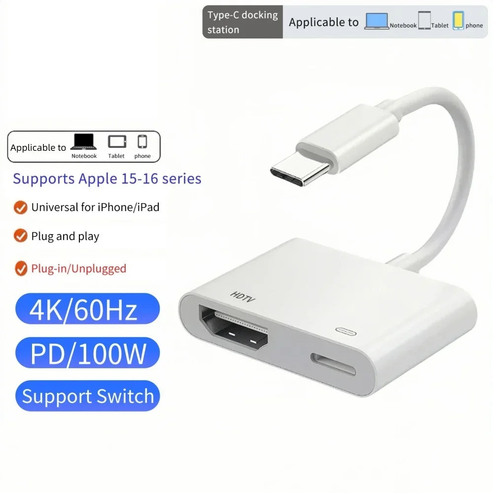 USB-C to HDMI 4K 60Hz Adapter – iPhone, MacBook, Samsung