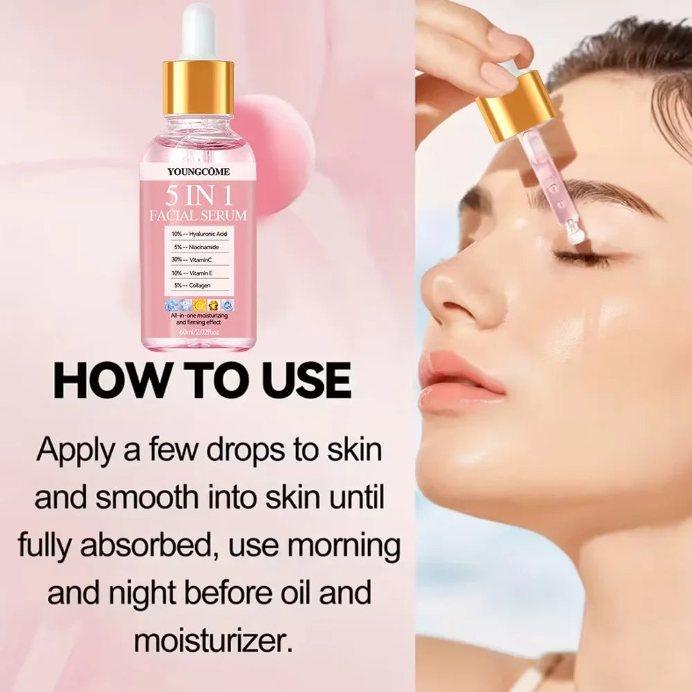 5 In1 Hyaluronic Acid Facial Serum Moisturizing Brightening