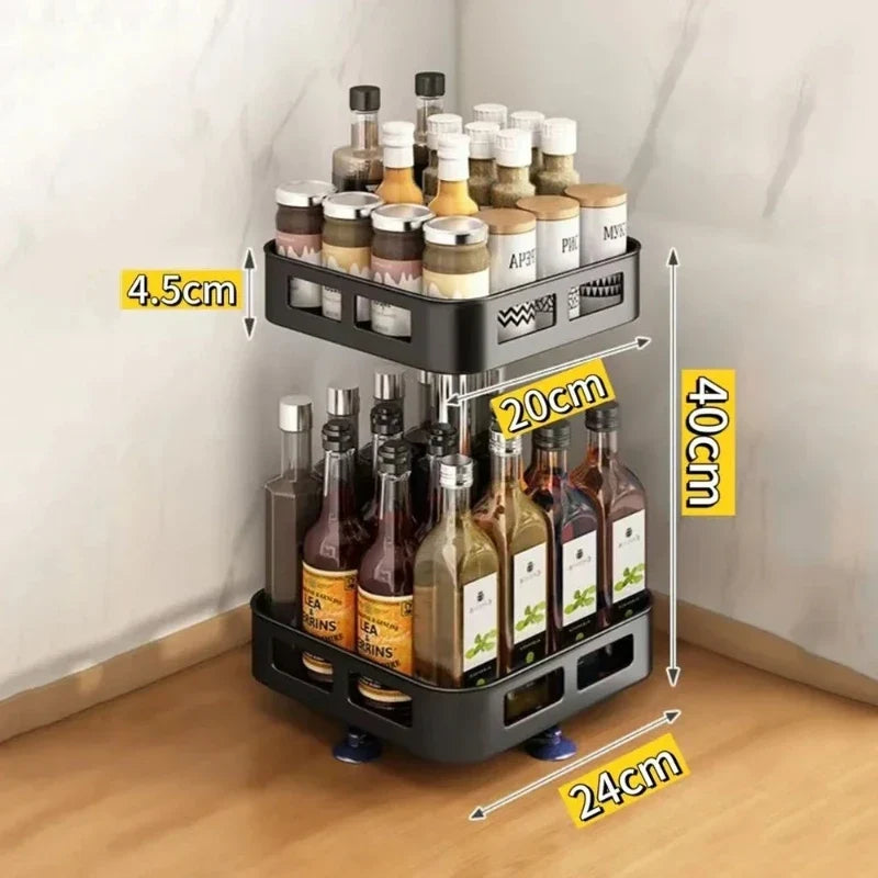 360° Rotating Spice Rack & Kitchen Organizer Shelf