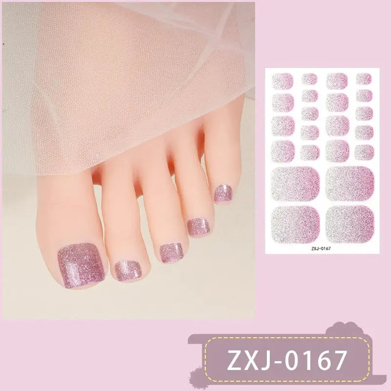 Gradient Glitter Toenail Polish Strips – Full Nail Wraps