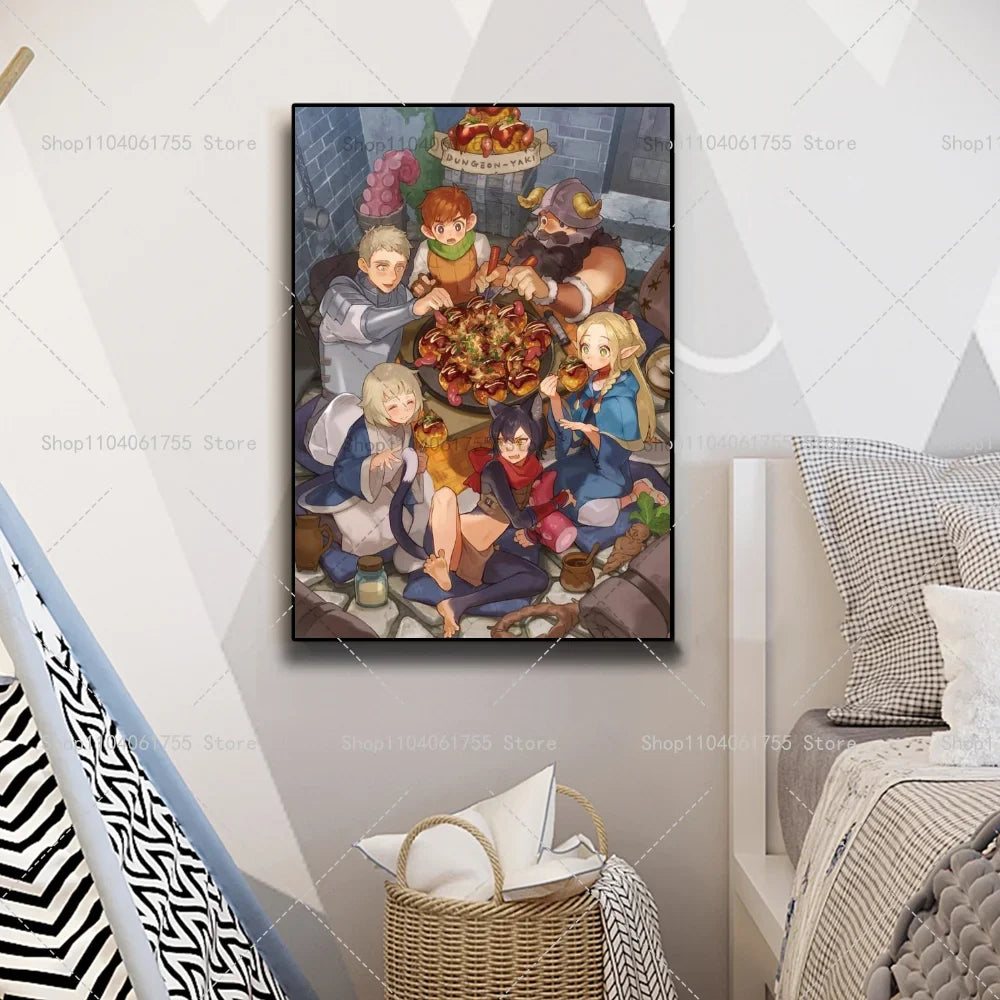 Anime Dungeon Meshi Wall Poster – Waterproof Self-Adhesive Sticker