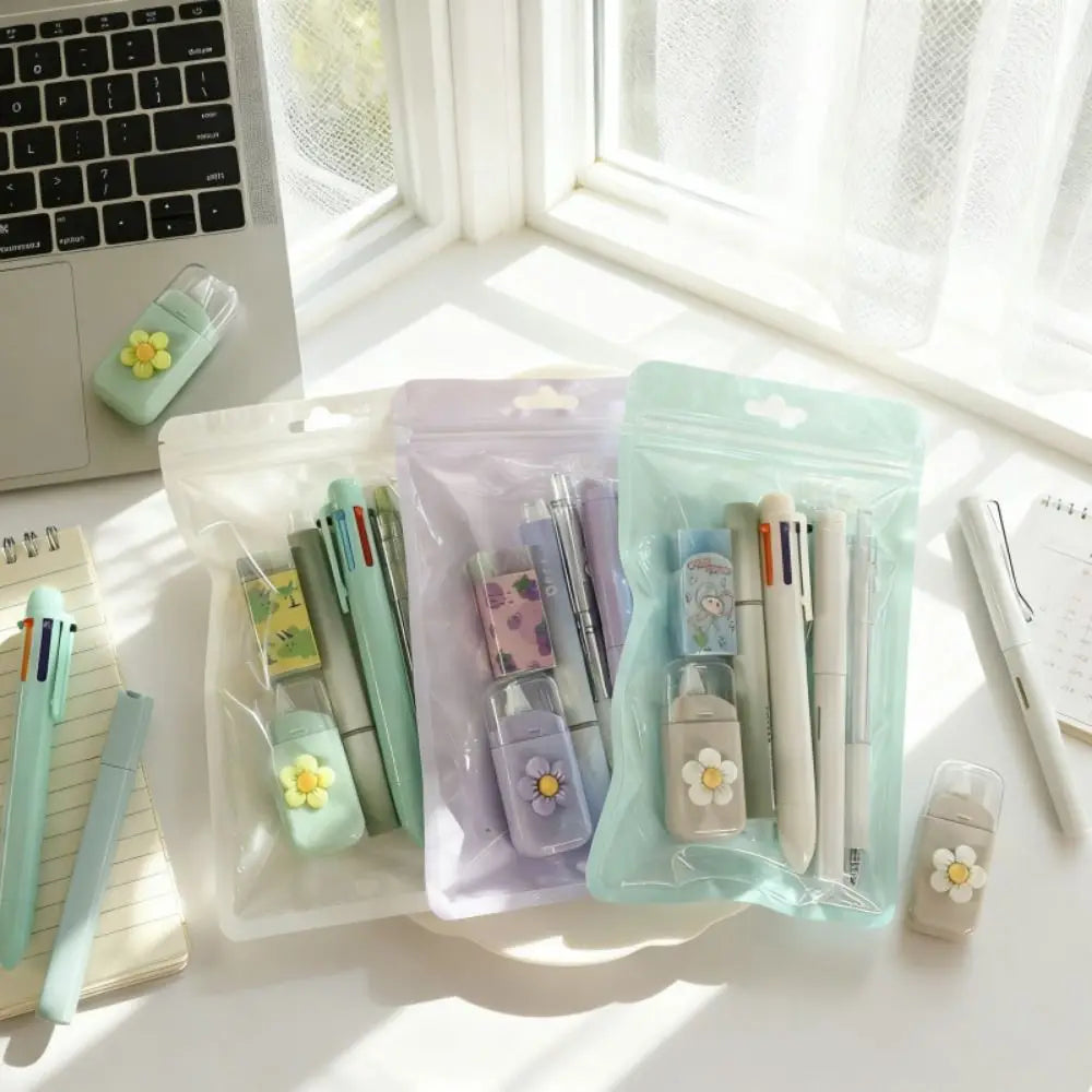 6-Piece Cartoon School Stationery Set – 6 Color Ballpoint Pens