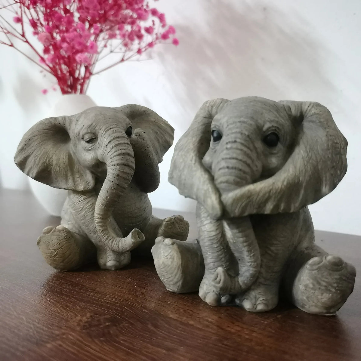 Feng Shui Gray Elephant Figurines Set of 3 | Resin Decor