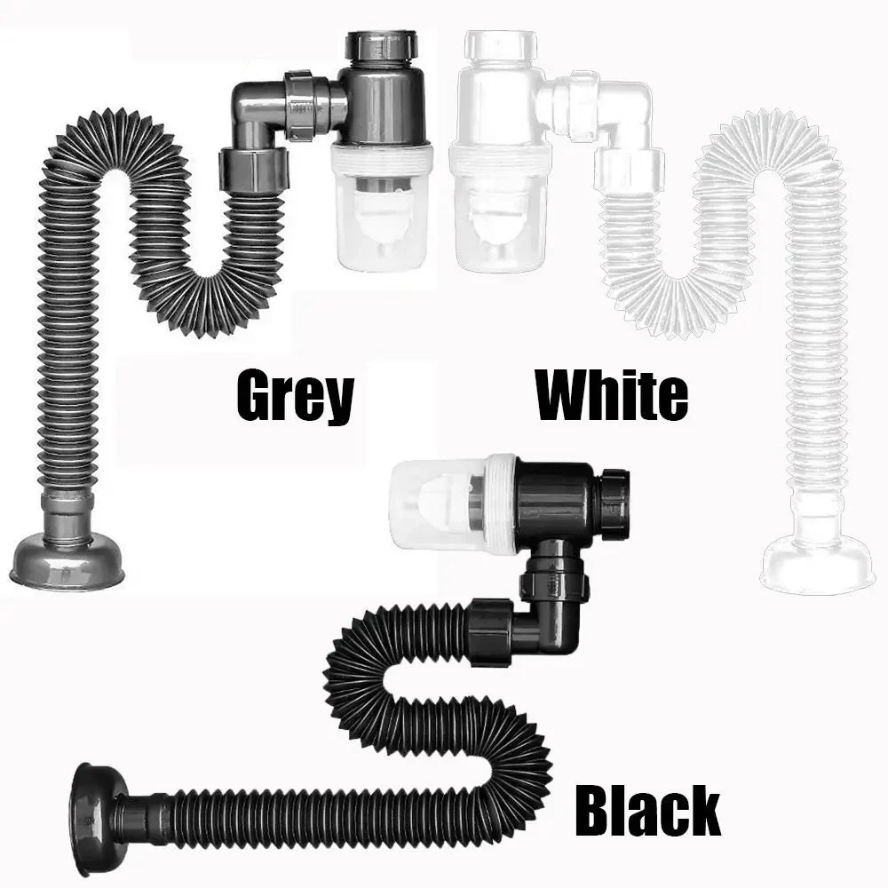 Flexible Sink Drain Pipe Odor Barrier 3" Universal Fit ABS