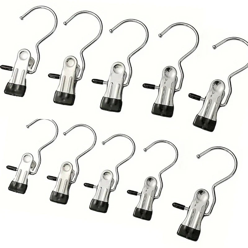 10 Metal Pants Hangers with Clips – Space-Saving Closet Organizer