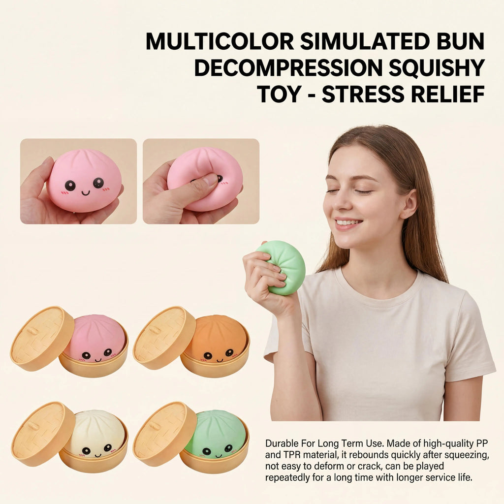 Dumpling Squishy Toy with Steamer | 4 Colors Slow Rise Sensory Ball