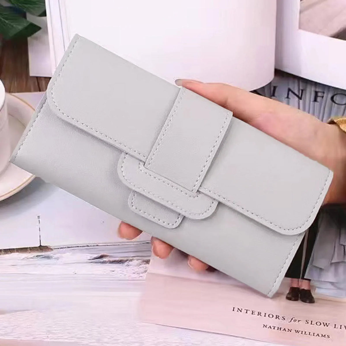 Ultra Slim Trifold Wallet for Women – Water-Resistant PU Leather