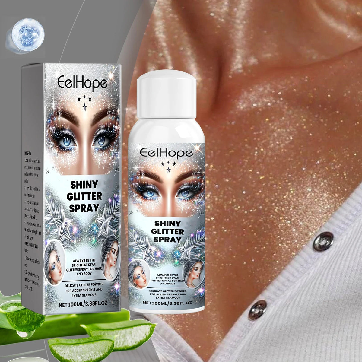 Eelhope Body Glitter Spray – Shimmer Highlighter for Face & Hair