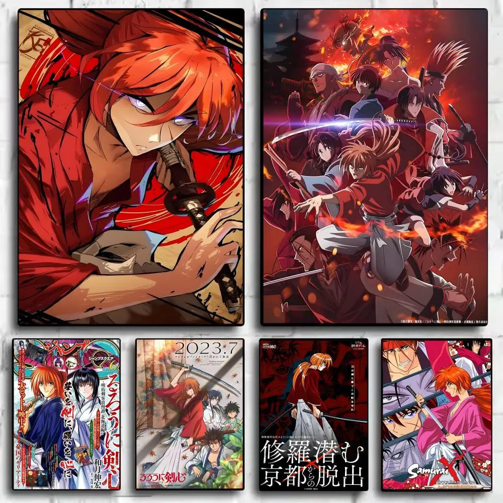 Rurouni Kenshin Anime Poster Self-Adhesive Wall Art Sticker