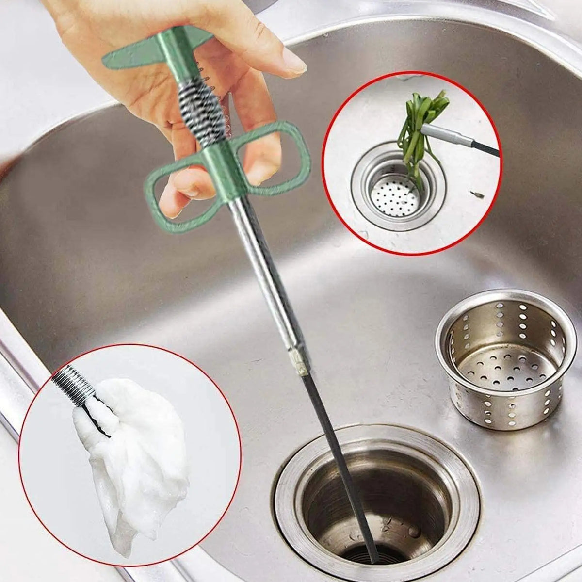 4-Claw Drain Snake Auger – Rustproof, Non-Slip Handle