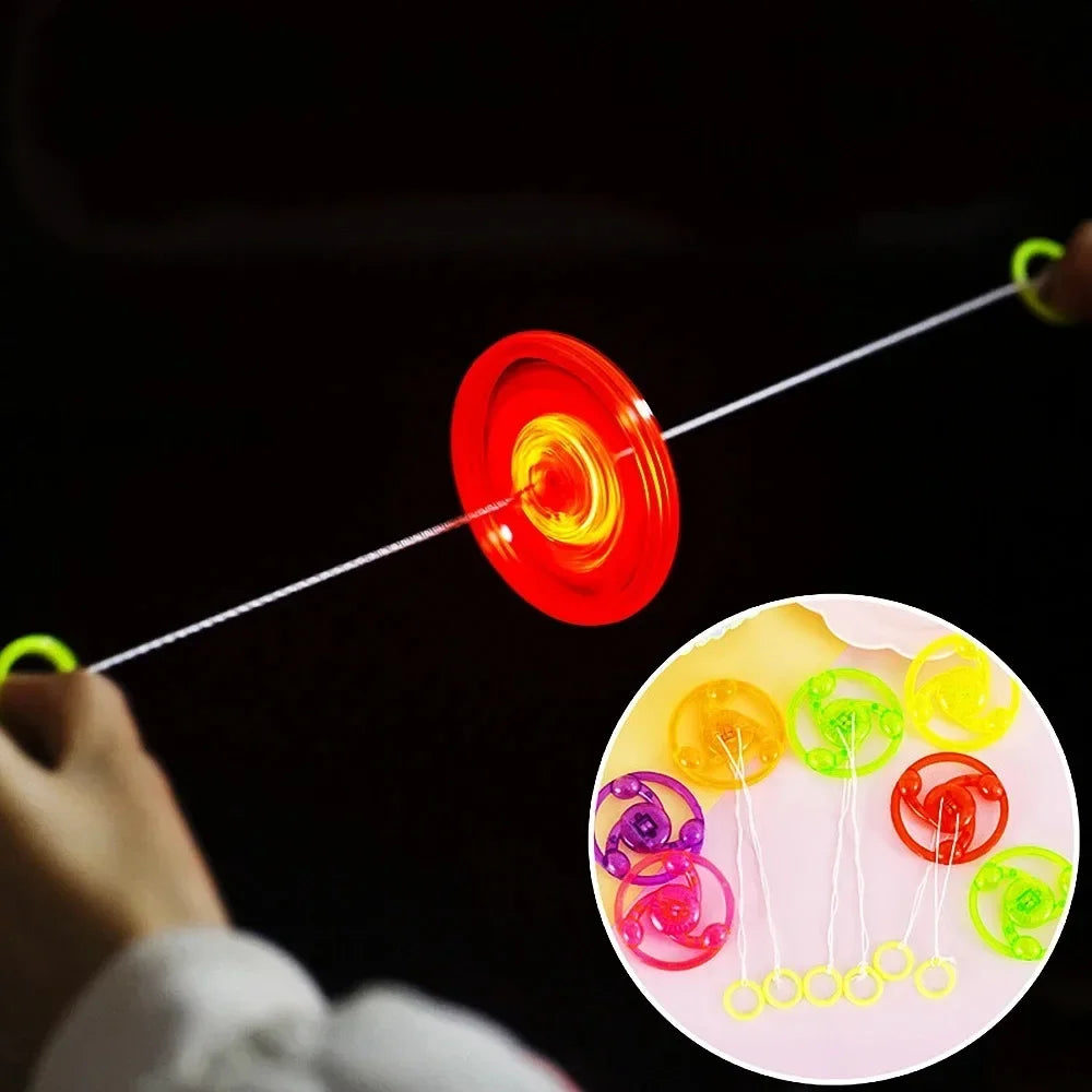 10 Fun Hand Pulled LED Light Up Glowing Flywheel Unique Party Small