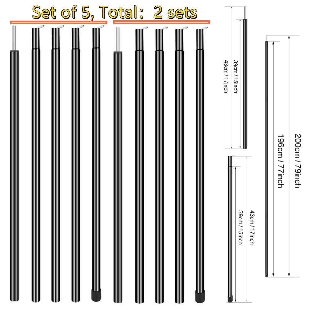 Telescopic Aluminium Tent Poles 2-Pack | Adjustable Camping Rods