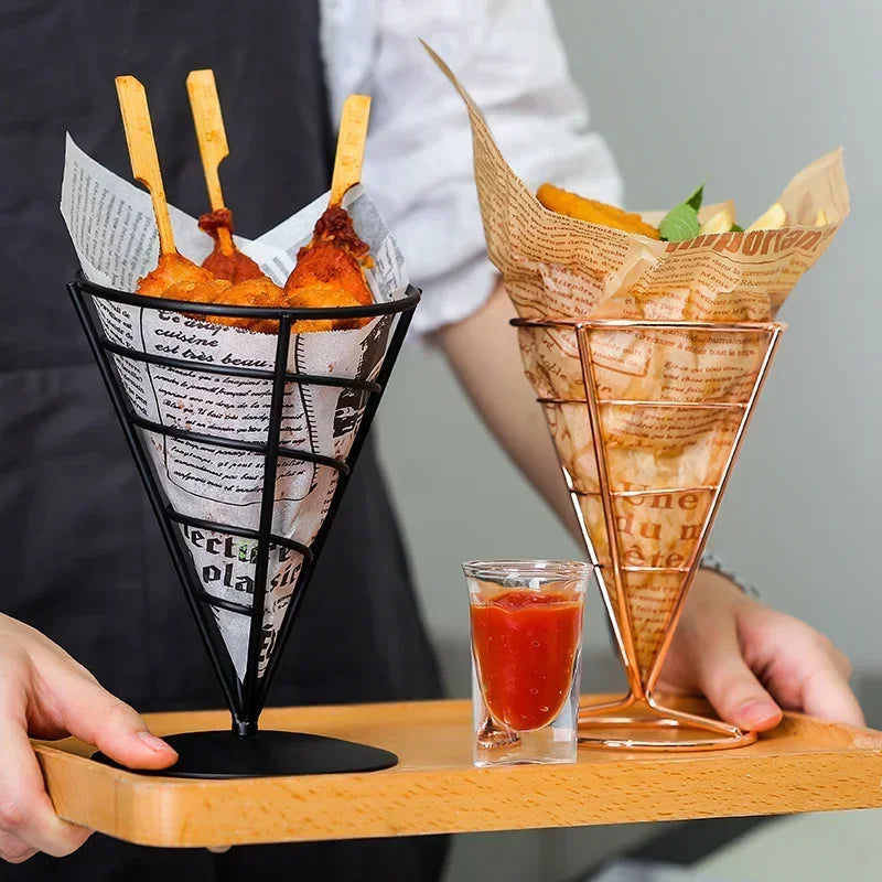 Fries Stand Fried Chicken Display Rack Stainless Appetizers Cone