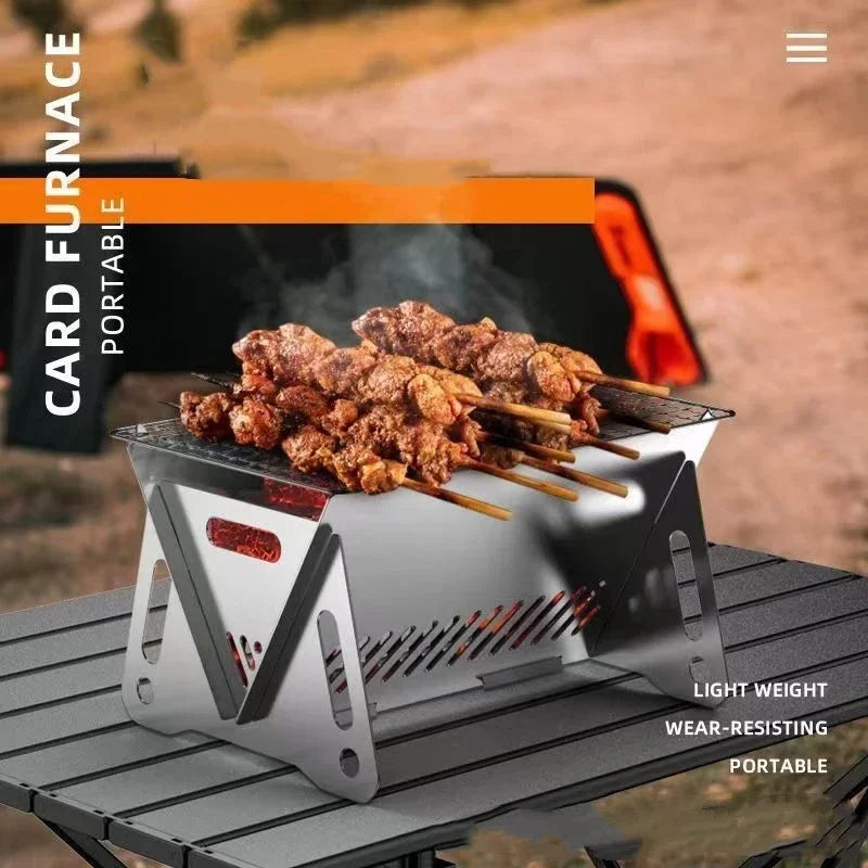 Portable Folding Charcoal BBQ Grill | Outdoor Stainless Steel Grill