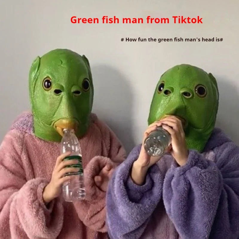 Green Fish Head Mask – Funny Full Face Novelty Costume