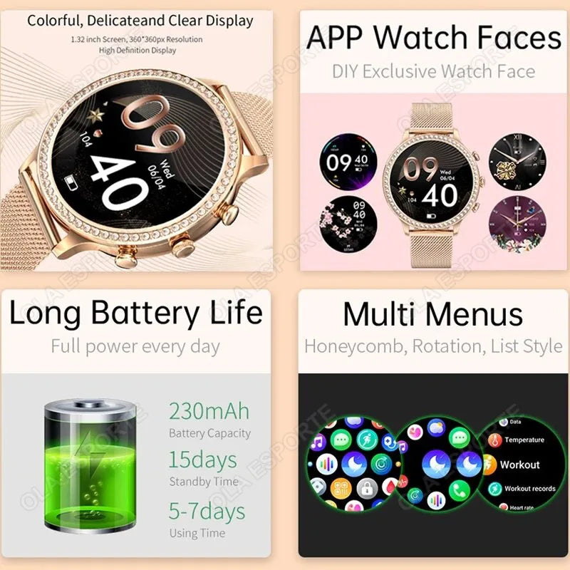 Ola Esporte Women's Smart Watch | Bluetooth Calls & Fitness