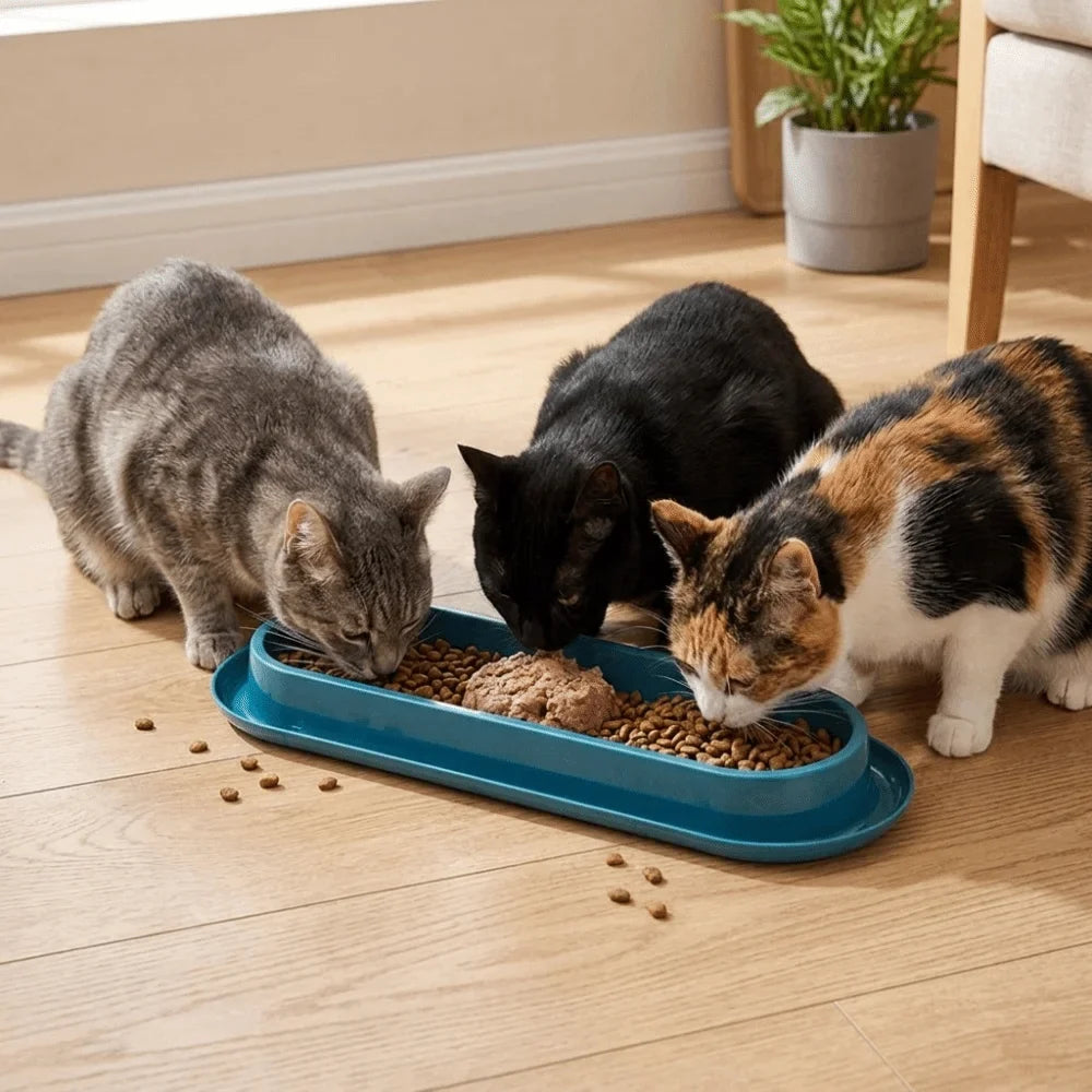Extra Long Tilted Pet Bowl – Anti-Slip, Large Capacity Cat & Dog