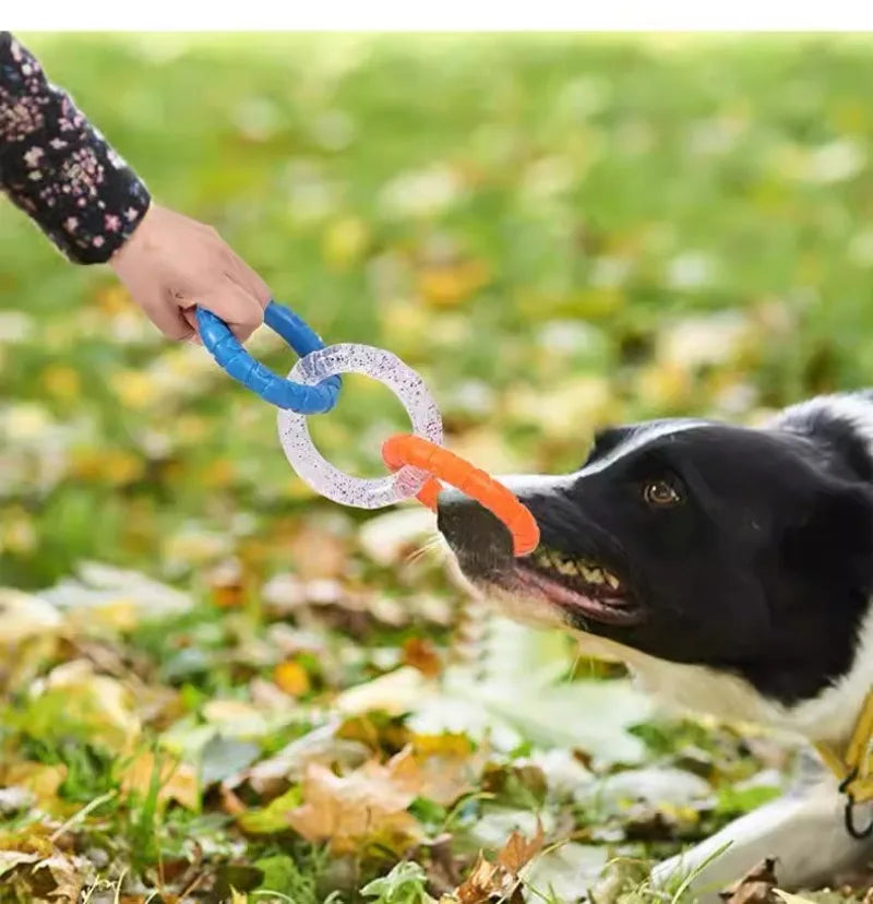 Dog Toys Pull Rings Tough Bite Cleaning Teeth Grinding Relieving