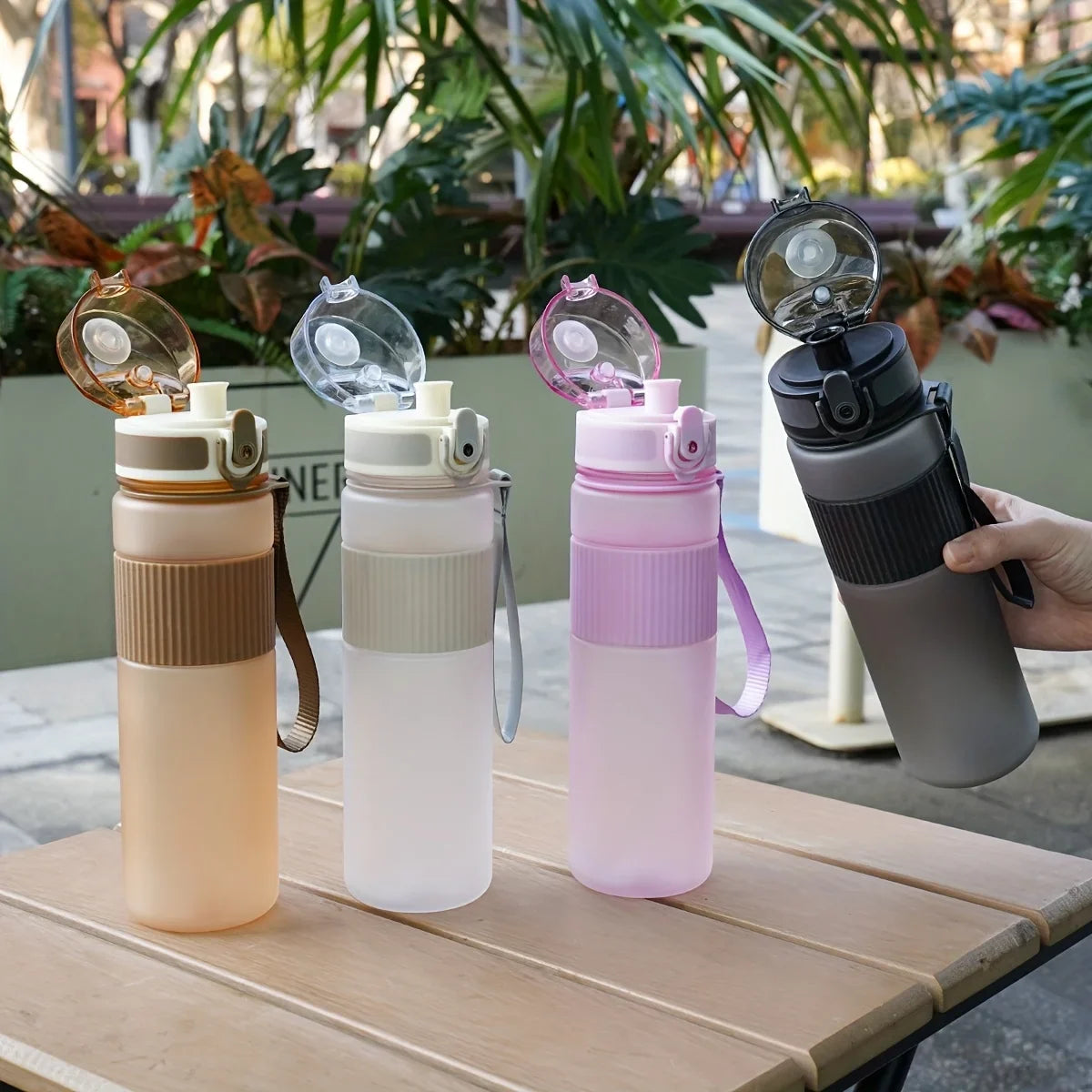 BPA-Free Plastic Water Bottle Lid Strap Hiking Fitness Casual Use
