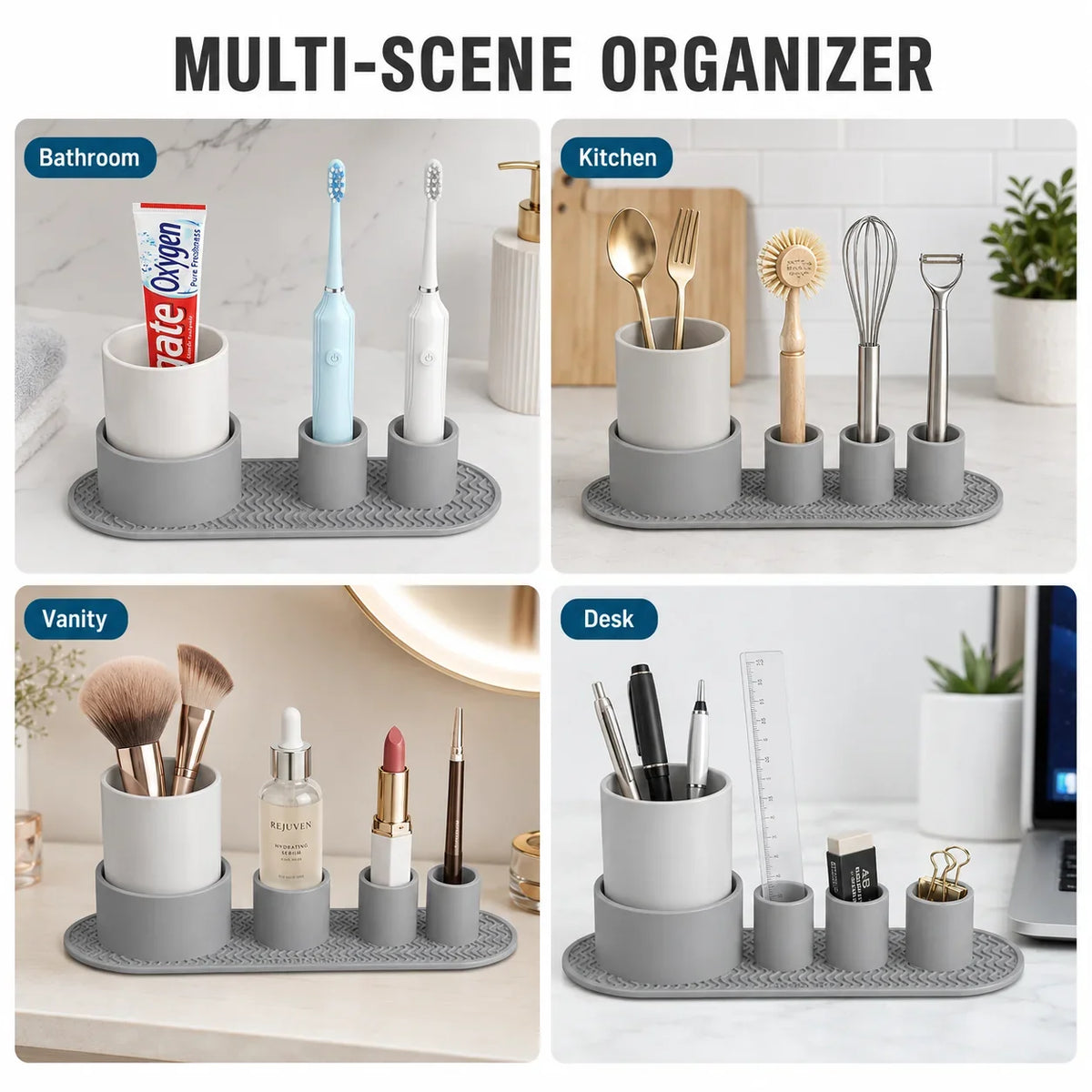 Silicone Toothbrush Holder – Bathroom Countertop Organizer