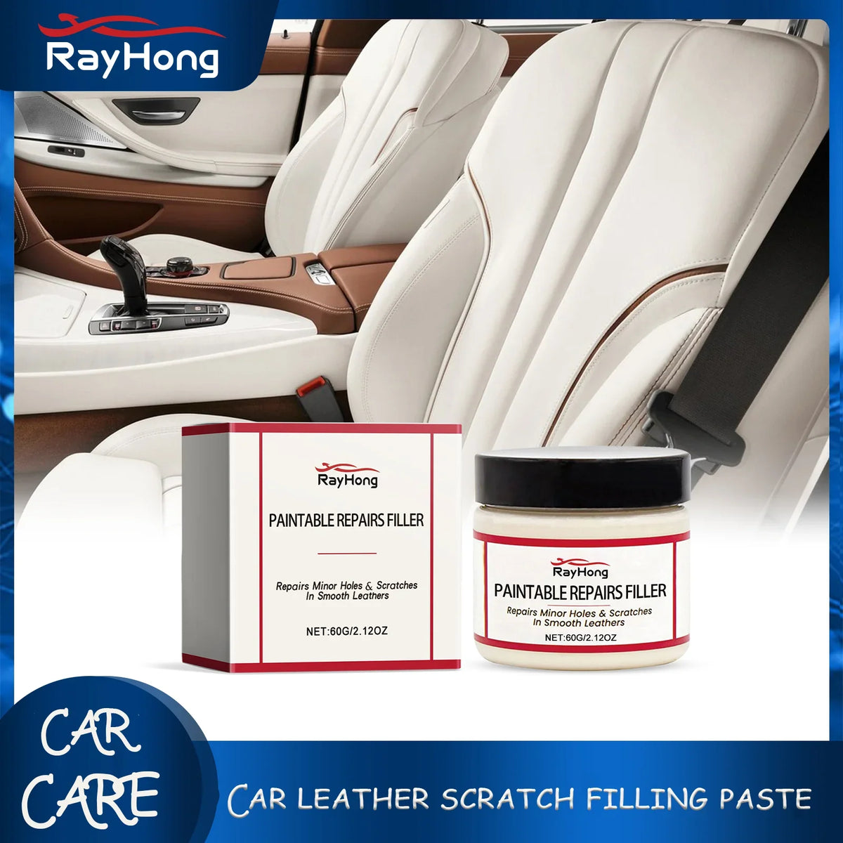 Rayhong 60ml Leather Repair Paste – Car Seat & Sofa Filler