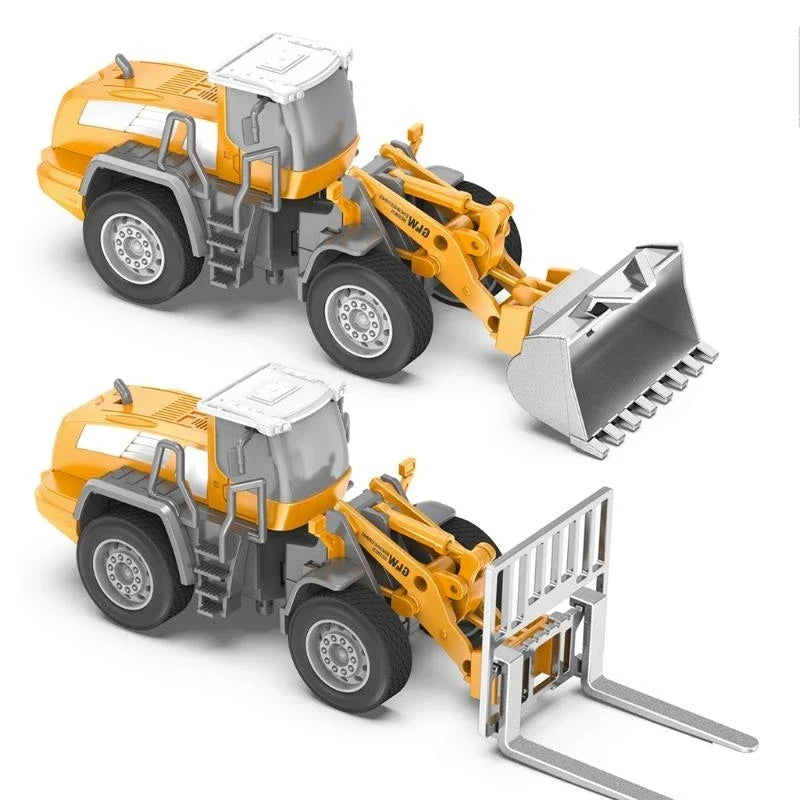 1:55 Diecast Construction Vehicle Set – Forklift, Bulldozer & Mixer