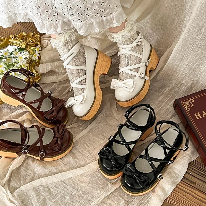Women's Butterfly-Knot Mary Jane Heels | JK Lolita Pumps