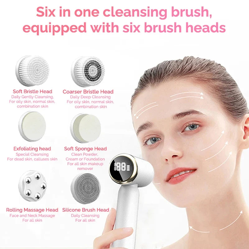 5-in-1 Electric Facial Cleansing Brush & Massage Device