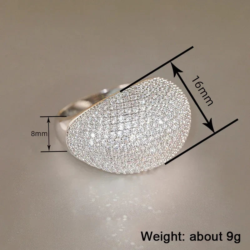 Huitan Cubic Zirconia Pave Wedding Ring for Women | CZ Band