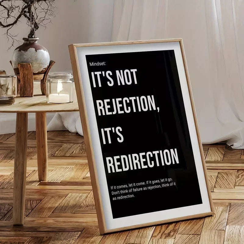 "It's Not Rejection, It's Redirection" Motivational Canvas Art