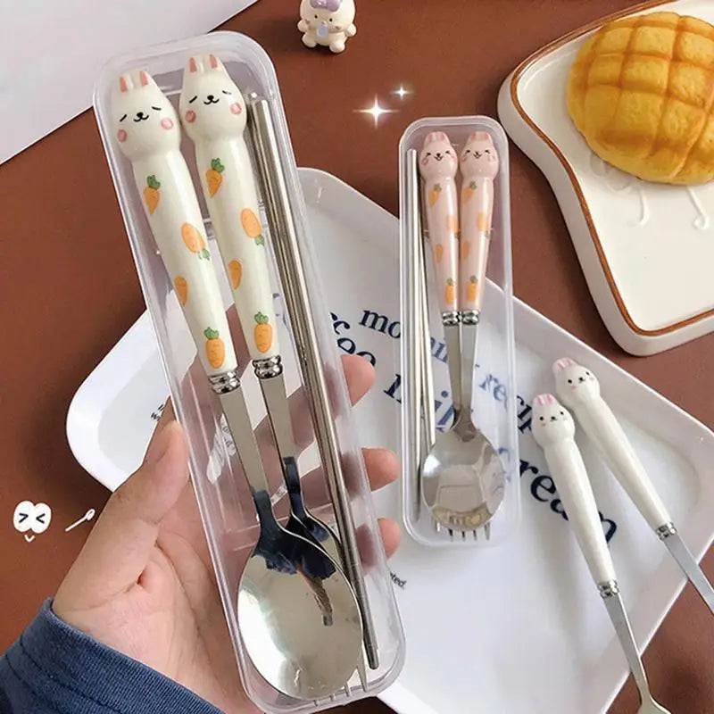 Cute Cutlery Cartoon Bunny Stainless Steel Mirror Polished Flatware