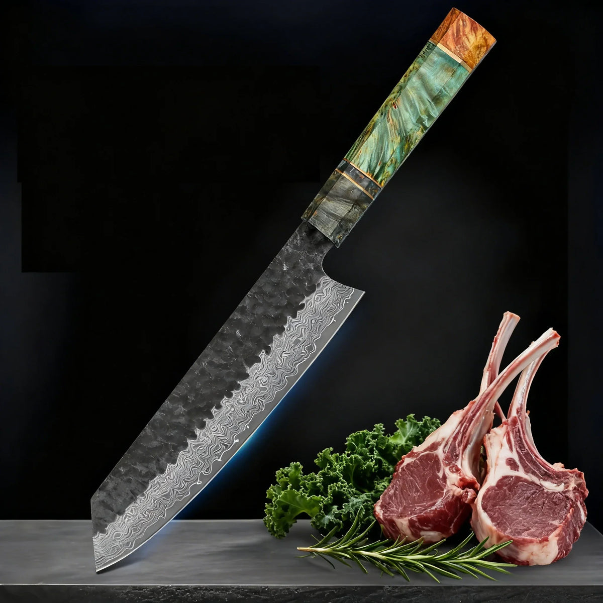 67-Layer Damascus Kiritsuke Chef Knife – Forged Steel 20.5cm