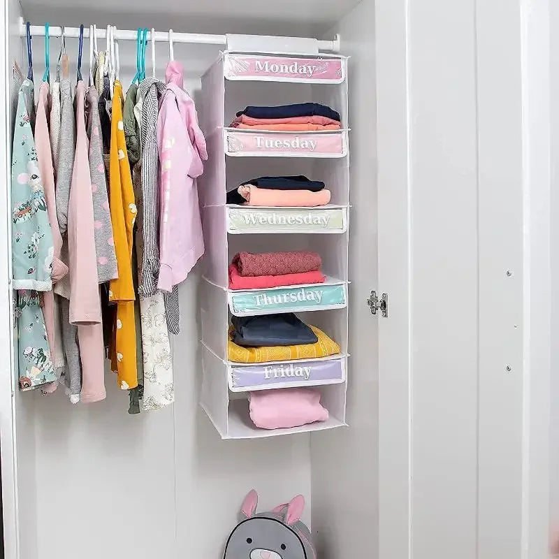 5-Shelf Kids Weekly Hanging Closet Organizer – Days of Week