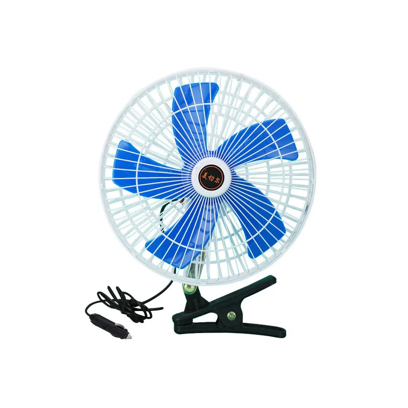 12/24V Car Mini Fan 180° Rotating Clip-On Vehicle Cooling Fan