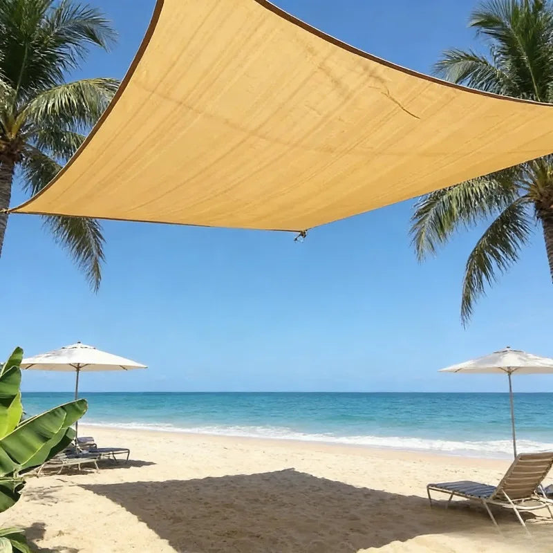 Heavy-Duty PE Sun Shade Sail – Beige UV Block Net for Patio