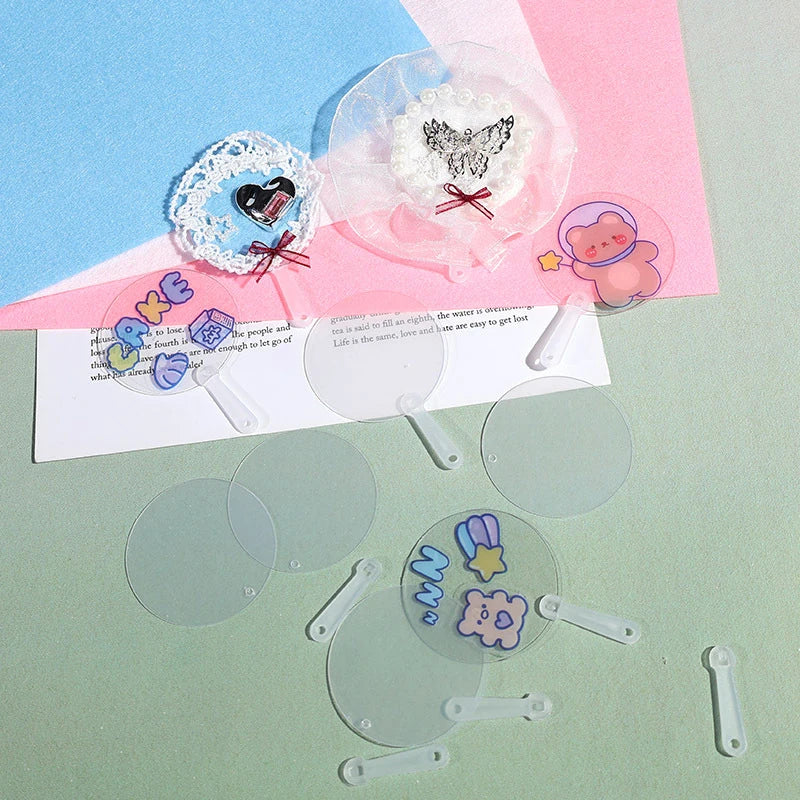50Pcs Mini Transparent Blank Fans – DIY Art & Party Favors
