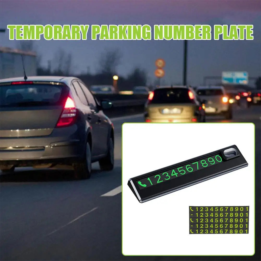 Luminous Temporary Parking Card – Magnetic Phone Number Plate