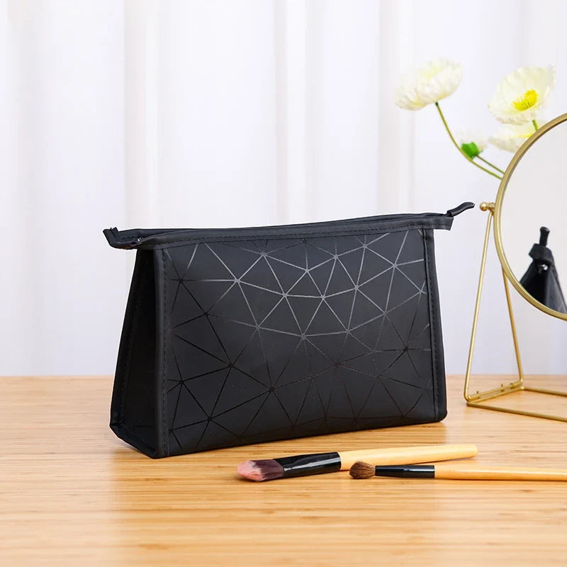 Geometric Cosmetic Bag – Portable Travel Makeup Organizer