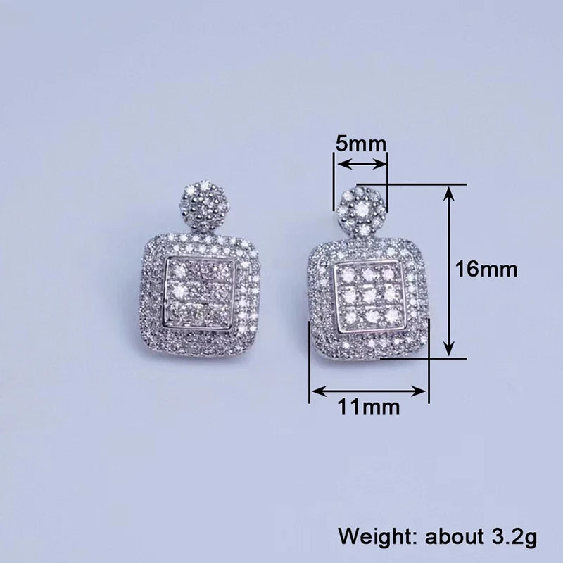 Huitan Geometric Pavé CZ Stud Earrings | Wedding & Party