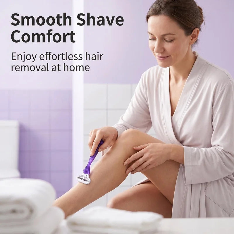 Women's Reusable Razor – 1 Handle & 3 Triple-Blade Cartridges