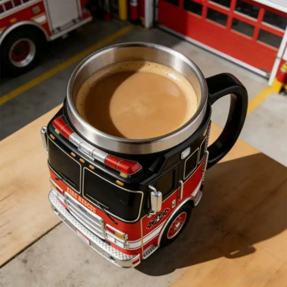 Fire Truck Novelty Coffee Mug – Resin & Stainless Steel