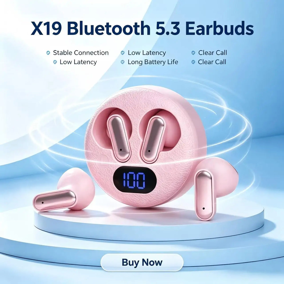 X19 Bluetooth Earphones HiFi TWS – Leather Case & LED Display