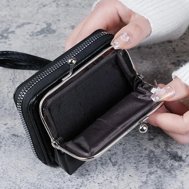 Women's PU Leather Wristlet Coin Purse | Dual Compartment Mini Wallet