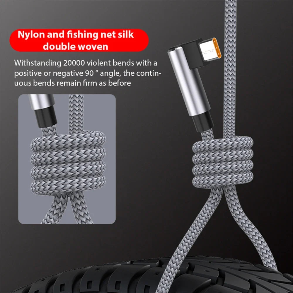 6A USB-C Right-Angle Fast Charging Cable 1M–8M | PS5 & Phone